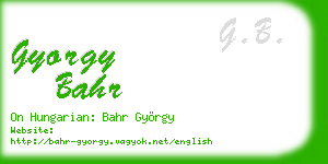 gyorgy bahr business card